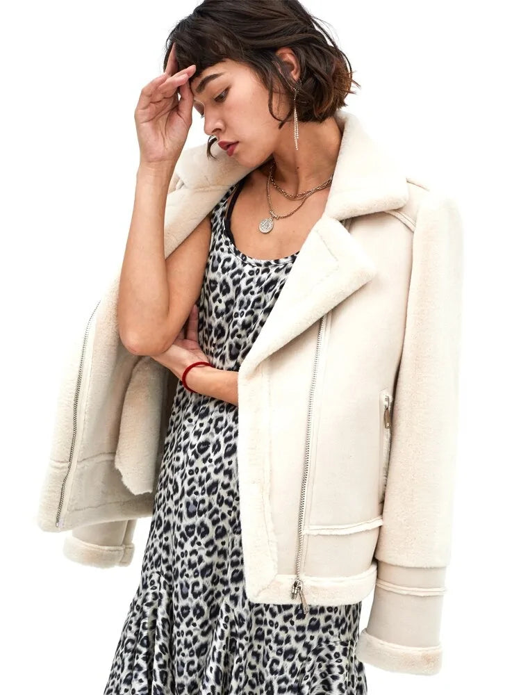 Women Fur Coat Winter Leather Jacket